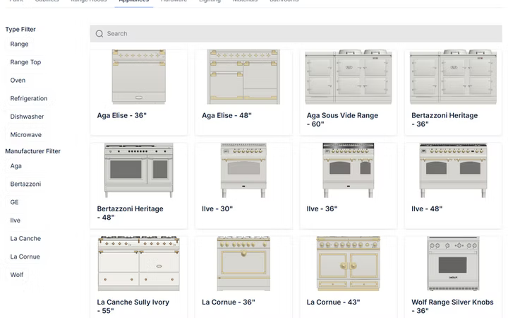 Color and material customization options